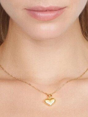 NWT Gold-Filled Puffed Heart Pendant Necklace 1.4 mm / Jewelry Atelier